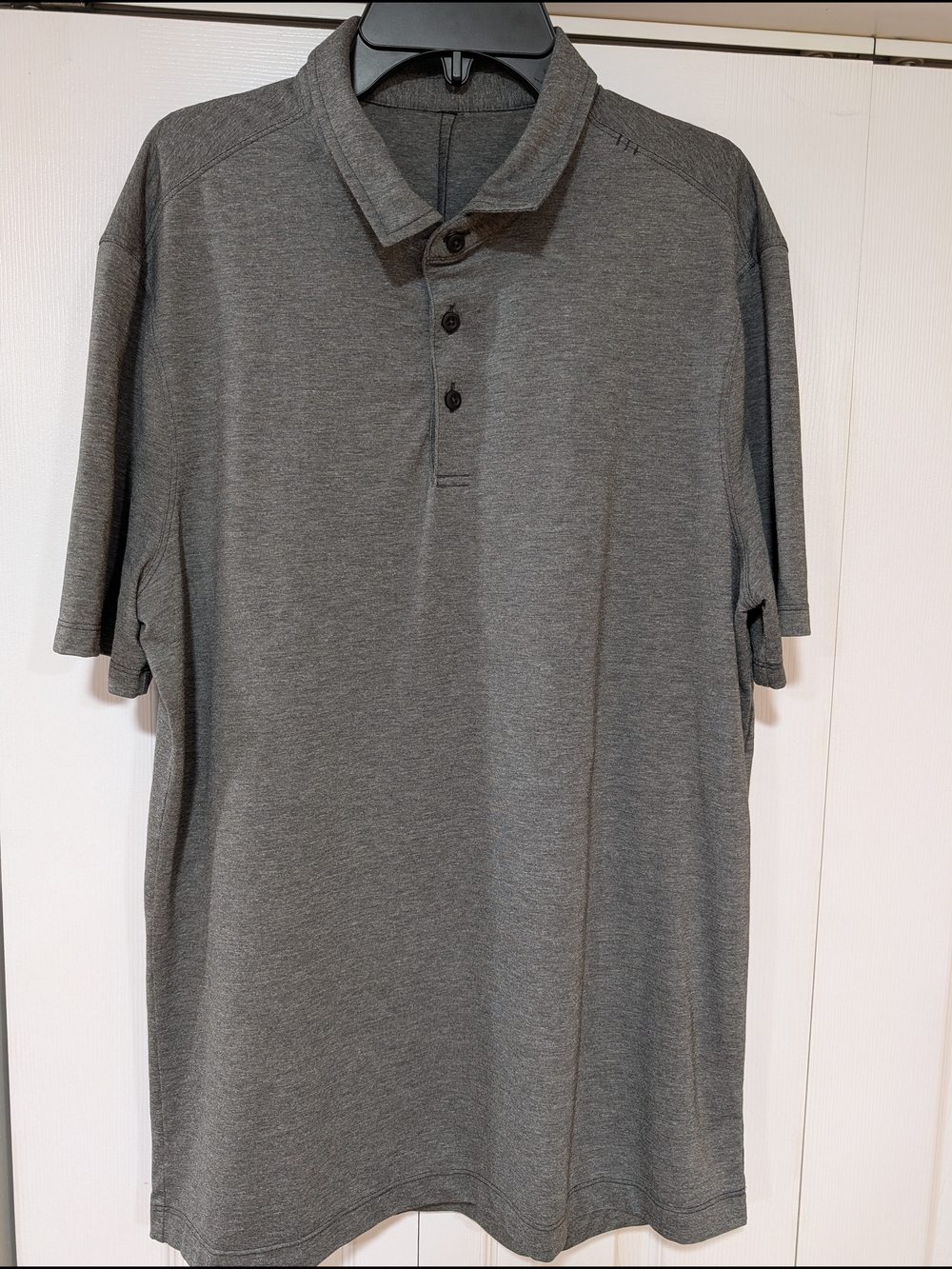 Lululemon Men's L Grey Polo Shirt - Classic Short Sleeve